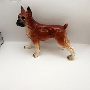Vintage Wales Porcelain Boxer Dog Figurine Made in Japan